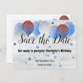 Rustic Whitespoed Balloon RED WHITE BLUE Aankondigingskaart (Voorkant / Achterkant)