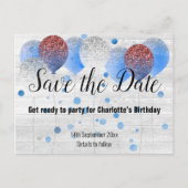 Rustic Whitespoed Balloon RED WHITE BLUE Aankondigingskaart (Voorkant)