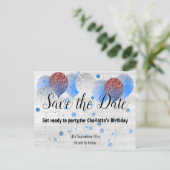 Rustic Whitespoed Balloon RED WHITE BLUE Aankondigingskaart (Staand voorkant)