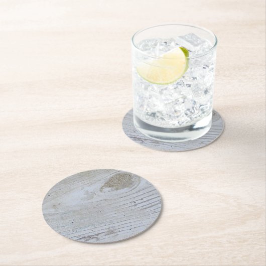 Rustic Whitewashed Board Ronde Kartonnen Onderzetter (Insitu)