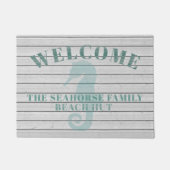 Rustic Whitewashed Seahorse Beach Hut Doormat Deurmat (Voorkant)