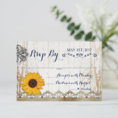 Rustic Whitewood Sunflower Floral Wedding RSVP Kaart (Staand voorkant)