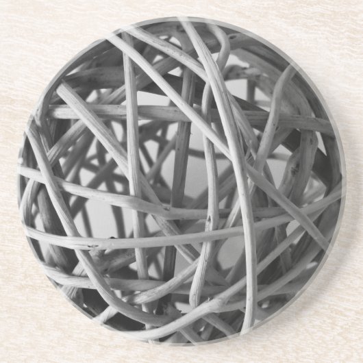 Rustic Wicker Ball Zandsteen Onderzetter (Voorkant)