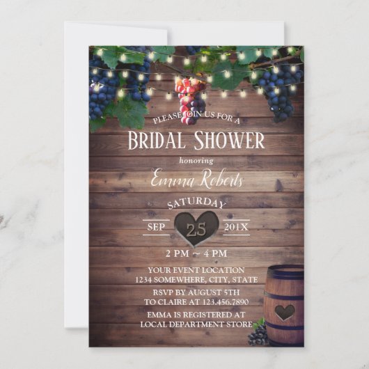 Rustic Wijndruiven — Vrijgezellenfeest in het naja Kaart (Voorkant)