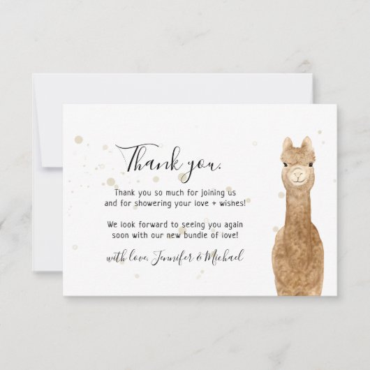 Rustic wild animal alpaca llama Thank You Bedankkaart (Voorkant)