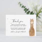 Rustic wild animal alpaca llama Thank You Bedankkaart (Staand voorkant)