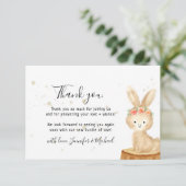Rustic wild animal bunny rabbit cute Thank You Bedankkaart (Staand voorkant)