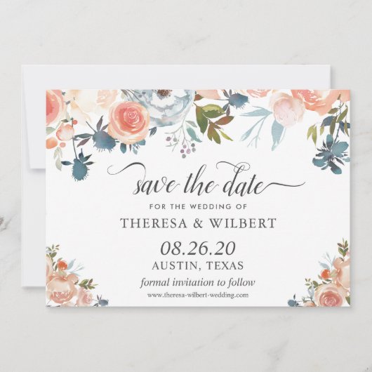 Rustic Wild Autumn Floral Wedding Save the Date (Voorkant)