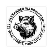 Rustic Wild Boar Head Name Retouradres Zelfinktende Stempel (Design)