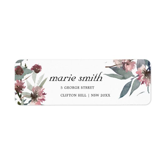 RUSTIC WILD CHIC PINK EUCALYPTUS FLORAAL ADRES ETIKET (Voorkant)