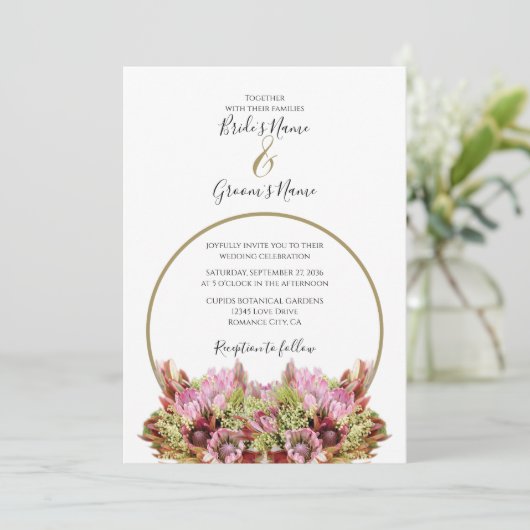 Rustic Wild Flower Bouquet Wedding Invitations Kaart (Staand voorkant)