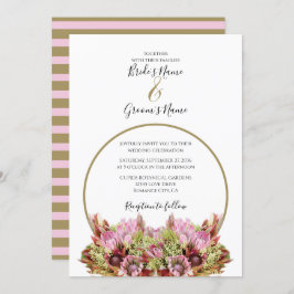 Rustic Wild Flower Bouquet Wedding Invitations Kaart