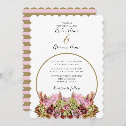 Rustic Wild Flower Bouquet Wedding Invitations Kaart (Voorkant / Achterkant)