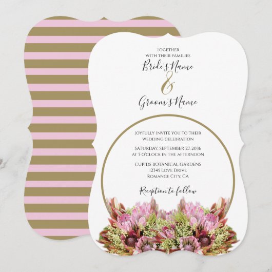 Rustic Wild Flower Bouquet Wedding Invitations Kaart (Voorkant / Achterkant)