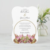 Rustic Wild Flower Bouquet Wedding Invitations Kaart (Staand voorkant)
