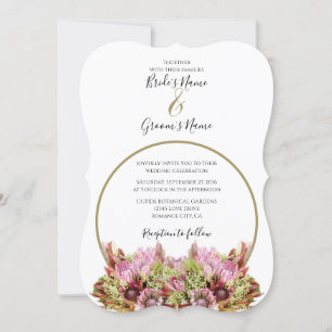 Rustic Wild Flower Bouquet Wedding Invitations Kaart