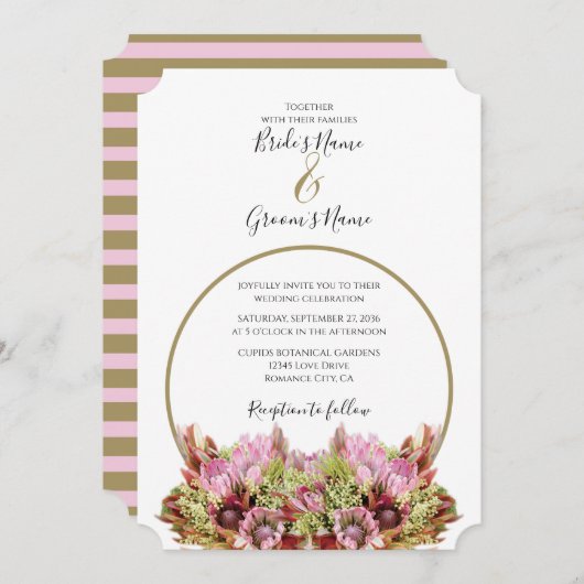Rustic Wild Flower Bouquet Wedding Invitations Kaart (Voorkant / Achterkant)
