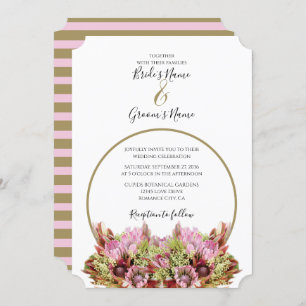 Rustic Wild Flower Bouquet Wedding Invitations Kaart