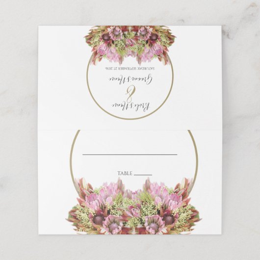 Rustic Wild Flower Bouquet Wedding Place Card Plaatskaartje (Buitenkant ongevouwen)