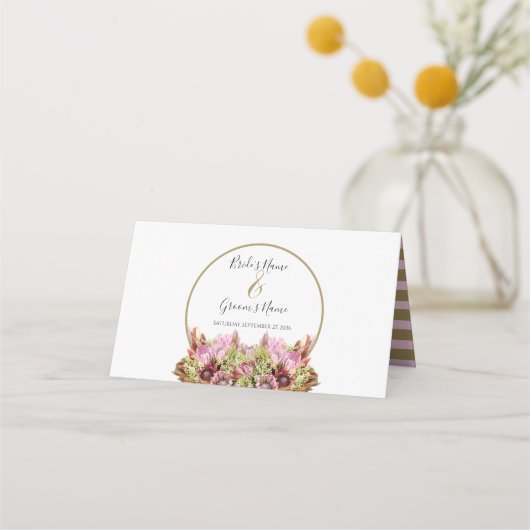 Rustic Wild Flower Bouquet Wedding Place Card Plaatskaartje (Achterkant)