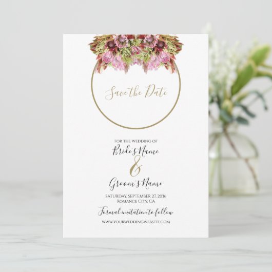 Rustic Wild Flower Bouquet Wedding Save The Date (Staand voorkant)