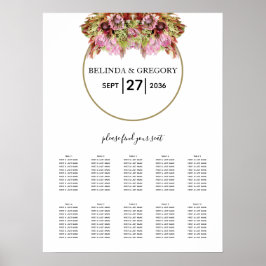 Rustic Wild Flower Bouquet Wedding Seating Chart Poster