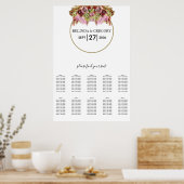 Rustic Wild Flower Bouquet Wedding Seating Chart Poster (Keuken)