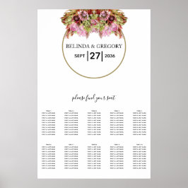 Rustic Wild Flower Bouquet Wedding Seating Chart Poster