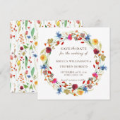 Rustic Wild Flower Wedding Save the Date Invitati Kaart (Voorkant / Achterkant)