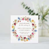 Rustic Wild Flower Wedding Save the Date Invitati Kaart (Staand voorkant)