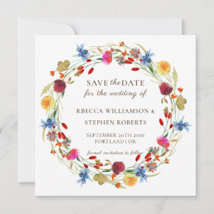 Rustic Wild Flower Wedding Save the Date Invitati Kaart