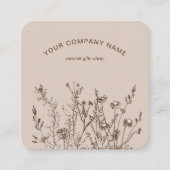 Rustic Wild Flowers Earthy Floral Sketches Logo Vierkante Visitekaartje (Voorkant)
