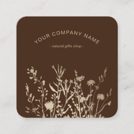 Rustic Wild Flowers Earthy Floral Sketches Logo Vierkante Visitekaartje