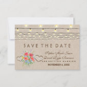 Rustic Wild Flowers Linen Wedding Save the Date (Voorkant)