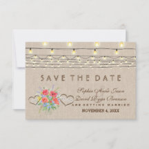 Rustic Wild Flowers Linen Wedding Save the Date