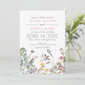 Rustic Wild Flowers Wedding Kaart (Staand voorkant)