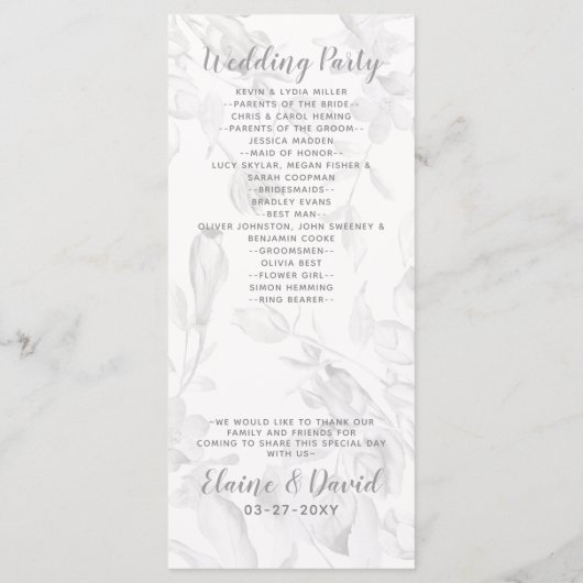 Rustic Wild Flowers Wedding Programmakaart (Achterkant)