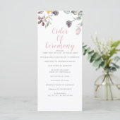 Rustic Wild Flowers Wedding Programmakaart (Staand voorkant)