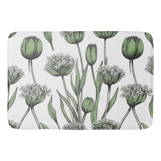 Rustic Wild Garlic Sketch van CallisC Arts Badmat (Voorkant)