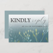 Rustic Wild Grasses Blue & Green RSVP Wedding (Voorkant / Achterkant)