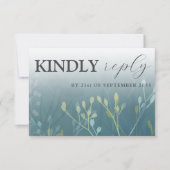 Rustic Wild Grasses Blue & Green RSVP Wedding Kaartje (Voorkant)
