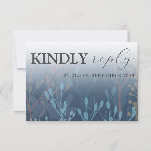 Rustic Wild Grasses Blue RSVP Wedding (Voorkant)