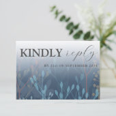 Rustic Wild Grasses Blue RSVP Wedding Kaartje (Staand voorkant)