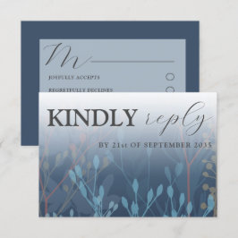 Rustic Wild Grasses Blue RSVP Wedding Kaartje