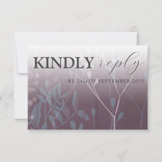Rustic Wild Grasses Dark Plum RSVP Wedding (Voorkant)