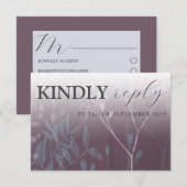 Rustic Wild Grasses Dark Plum RSVP Wedding (Voorkant / Achterkant)