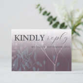 Rustic Wild Grasses Dark Plum RSVP Wedding Kaartje (Staand voorkant)