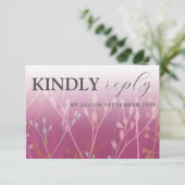 Rustic Wild Grasses Donkerroze RSVP Weddenschap (Staand voorkant)