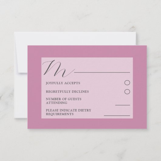 Rustic Wild Grasses Donkerroze RSVP Weddenschap (Achterkant)