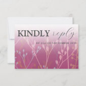 Rustic Wild Grasses Donkerroze RSVP Weddenschap Kaartje (Voorkant)